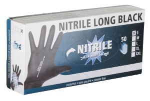 Rękawice Nitrile Long Black, roz. S, czarny, 50 szt., Kerbl