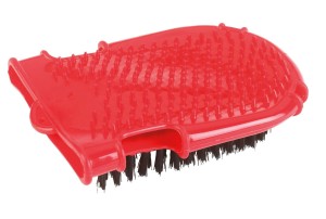 Rękawica do mycia i masażu konia, dwustronna, czerwony, Covalliero