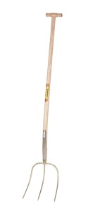 Widły z trzonkiem z drewna jesionowego lakierowanego w kształcie litery T, 110 cm, 3 zęby, 28 x 25 c
