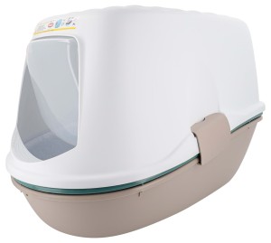 Kuweta zamykana Furba Top z filtrem, biało-zielona, 58,5 x 39,4 x 42,7 cm, Stefanplast