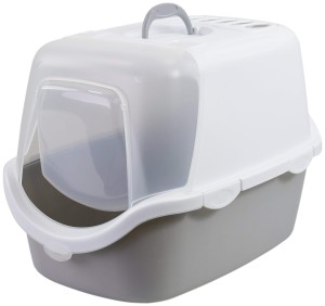 Kuweta Cathy Easy Clean z filtrem, biało-szara, 56 x 40 x 40 cm, Stefanplast