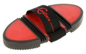 Zgrzebło dla konia Flex3, ze szlufką, czerwony/ czarny, Covalliero