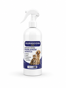 Spray z chlorheksydyną grzybica stany zapalne dla psów kotów 500 ml DEER PET 